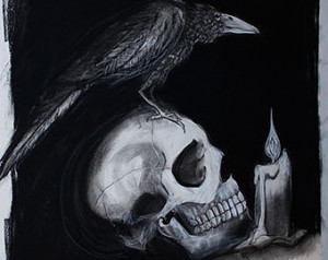 Quote the Raven - ORIGINAL Charcoal Drawing 18