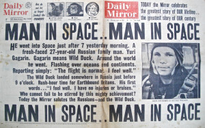 Yuri Gagarin front page photo, Daily Mirror... Man in Space