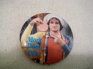 Vintage Mork From Ork Pin Button