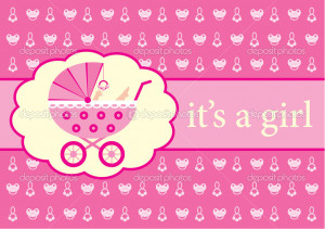 Baby Girl Announcement Vector Stock Ivana Vectores