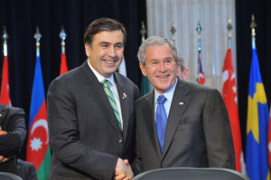Mikheil Saakashvili, President of Georgia and then-President George W ...
