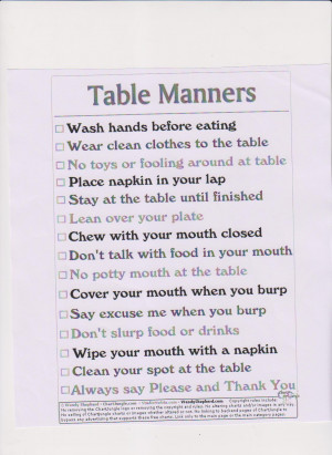 Your Table Manners Chart