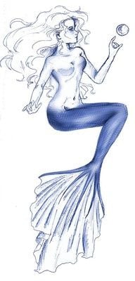blue ink mermaid tattoo More