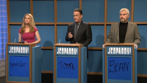 Tom Hanks is one of the contestants on SNL Celebrity Jeopardy