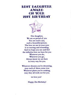 Quotes For My Daughters 21st Birthday ~ Happy Birthday Daughter on ...