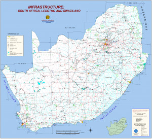 Infrastructure Map of South Africa, Lesotho and Swaziland (±A0 size)