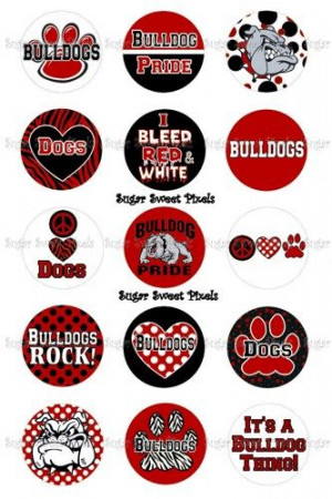 Red Bulldogs School Mascot 1 inch circle Bottlecap Images ...