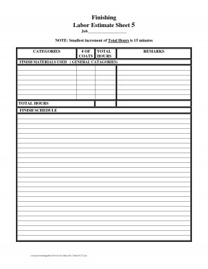 Labor estimate sheet