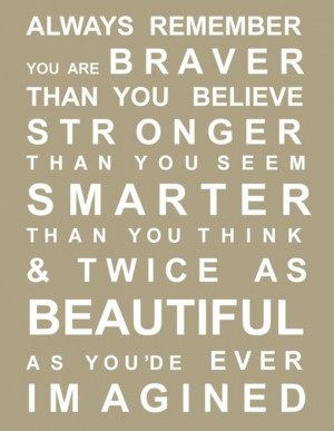 Beauty Quote 12: “Always remember you are braver than you believe ...