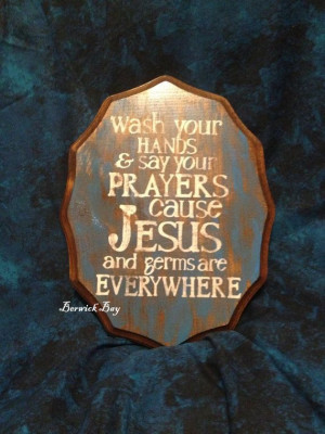 Jesus and Germs Plaque by Berwickbay on Etsy