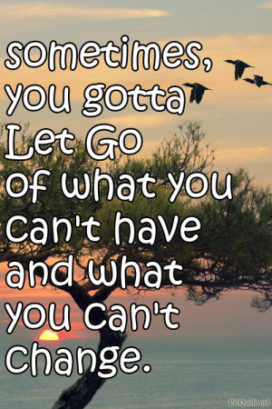 sometimes, you gotta let go of what you can’t have and what you can ...