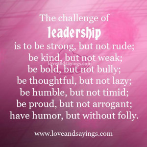 The Challenge Of Leadership