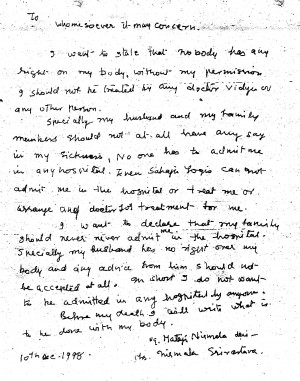 Real Suicide Note Shri matajis letter).