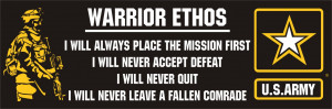 Army Warrior Ethos Bumper Sticker