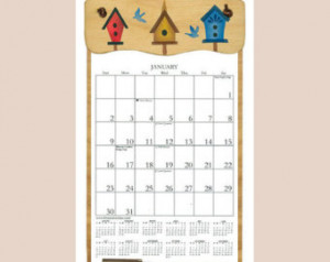 Calendar Holder w ith a Birdhouses design filled with a 2015 calendar ...