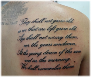 Lachlans Lest We Forget Quote Tattoo By Justin