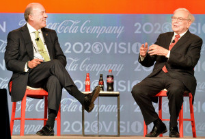 Coca-Cola CEO Muhtar Kent interviews Warren Buffett (Photo by Michael ...