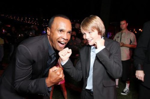Dakota Goyo and Sugar Ray Leonard at Real Steel Premiere - Movie ...