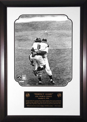 Don Larsen threw it and Yogi Berra caught it. 