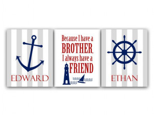 Boys Nautical Room Decor Brothers Wall Art