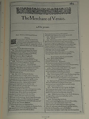 facsimile of the first page of the merchant of venice from the first ...