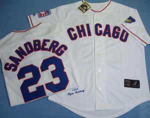 Los cachorros de chicago #23 ryne sandberg, hombres cosido blanco ...