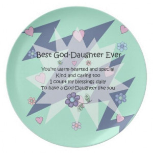 For GodDaughter Gift with Hearts & Flowers & Poem Dinner Plates