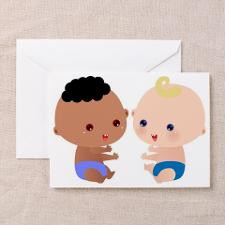 Two little interracial babies vector Greeting Card for