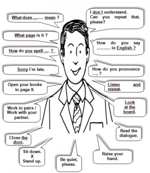 an english corner with their classroom phrases look at the picture ...
