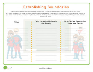 Printable to help your family establish family boundaries.