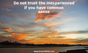 trust the inexperienced if you have common sense - Sarcastic Quotes ...