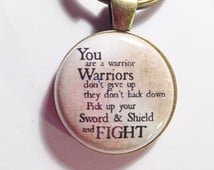 WARRIOR QUOTE Inspirational Quote C harm Keychain, You Can Beat Cancer ...