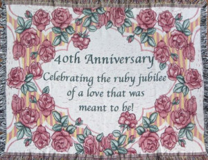 40th Anniversary Cotton Sofa Throw - 40th Wedding Anniversary Gift ...
