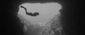 gif Black and White beautiful underwater cave swimming mermaid