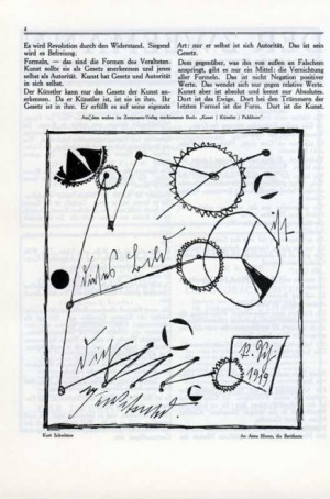 Kurt Schwitters An Anna Blume, die Berühmte published 1919
