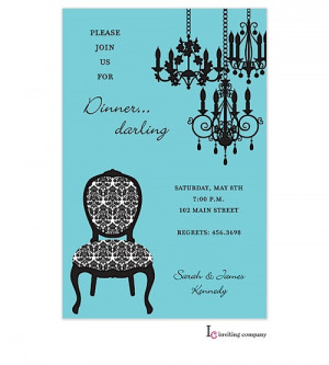 Design 1-1989p Posh Chandelier dinner invitation