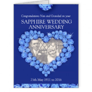 Sapphire anniversary grand parents photo card