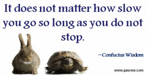 It does not matter how slow you go so long as you do not stop ...