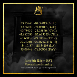 Born Sinner. One time live stream at the above locations. 8PM EST ...