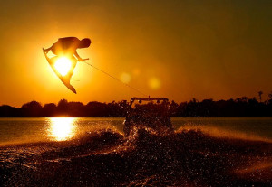 wakeboarding sunset wallpaper