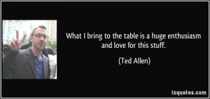 What I bring to the table is a huge enthusiasm and love for this stuff ...
