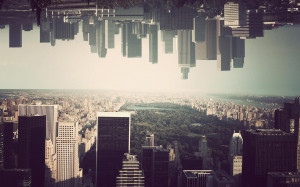 Upside Down City HD wallpaper