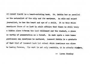 Carbon copy of the dust-jacket blurb by Loren Eiseley, c. 1972 (source ...