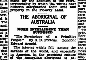 Newspaper heading: 'The Aboriginal of Australia - More intelligent ...