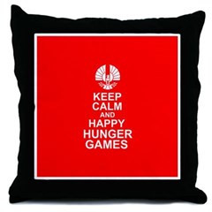 Keep Calm Happy Hunger Games Throw Pillow