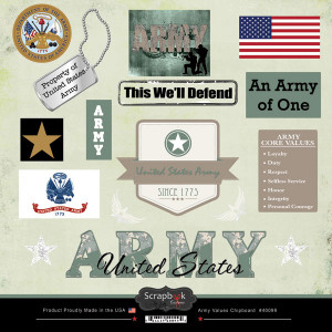 ... Military Collection - 12 x 12 Laser Cut Chipboard Pieces - Army Values