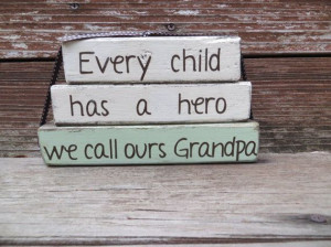 Grandpa My Hero Blocks Fathers Day Stacker Papa Birthday