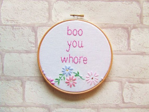 Mean Girls quote 'Boo You Whore' Hand by ThimbleAndBobbinUK, £17.00