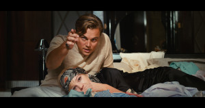 Leonardo DiCaprio as Jay Gatsby and Carey Mulligan as Daisy Buchanan ...