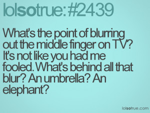What's the point of blurring out the middle finger on TV? It's not ...